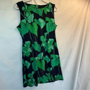 Tommy Hilfiger Black & Green Leaf Mini Dress size 12 EUC